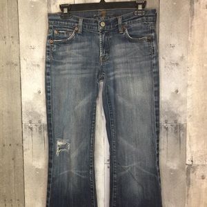 7 For All Mankind Distressed Flare Leg Jeans